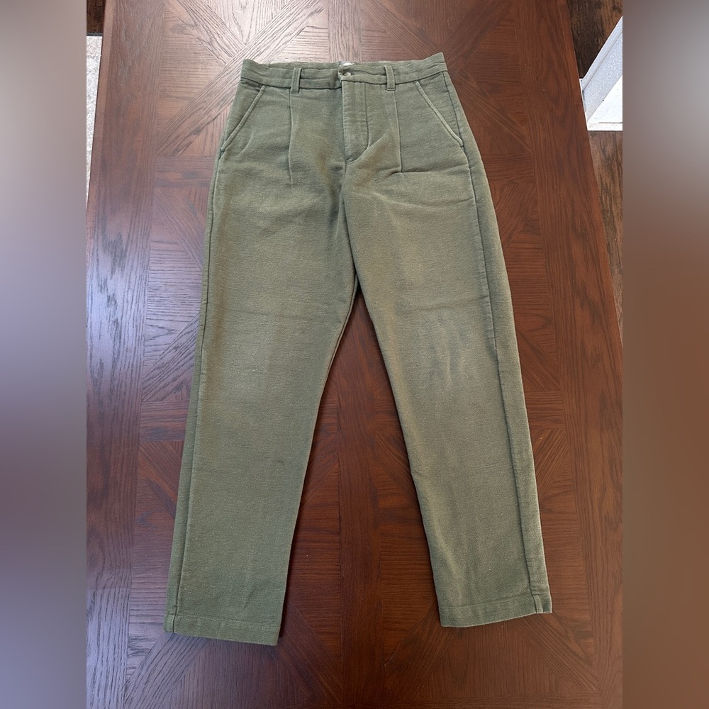 JIAN SINGLE PLEAT PANT - RIFLE GREEN HANDSPUN COTTON CANVAS